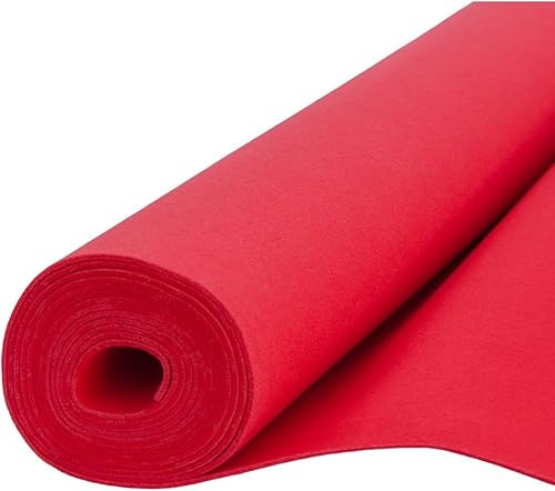 Fabreco Filz Meterware 4mm Dicke (0,5 M x 100 cm) – Imprägnierter Bastelfilz & Filzstoff Meterware für Dekoration, Polster & DIY | Filz zum Basteln: Tischläufer, Filzmatte & Filzunterlage (Rot)