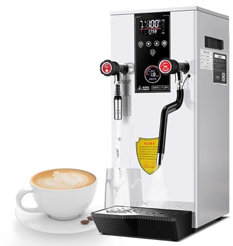 SXYKXYDL Espumador de Leche Comercial, 220 V, 2500 W, automático, para hervir Agua a Vapor, espumador de Leche a Vapor eléctrico, con Pantalla LCD, para cafeterías, Tiendas de té, Color Blanco