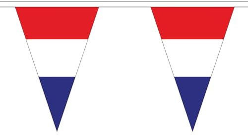 Banderines de bandera holandesa de 20 m, triángulo grande, 54 banderas FlagSuperstore