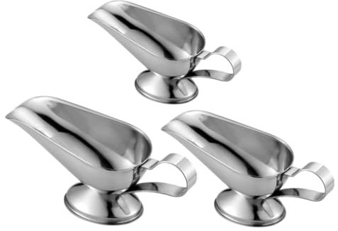 SOLUSTRE Salseras Inoxidable 3piezas para Salsas Platos para Condimentos Recipientes Aptos para Cocina y Fiestas Diseño Práctico
