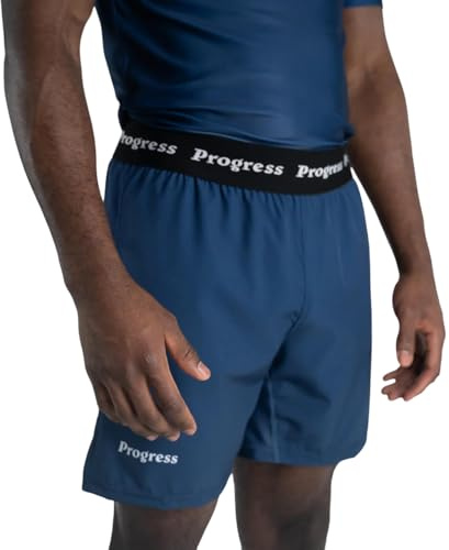 Progress Jiu Jitsu Academy BJJ Board Shorts | Comfortable & Durable Mens Brazilian Jiu Jitsu Gym Shorts, Navy, Medium