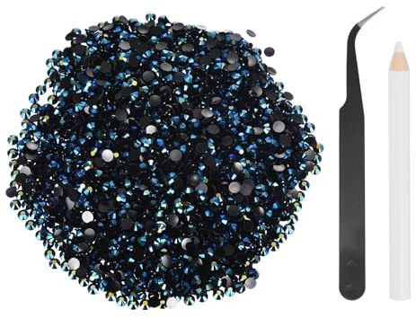 sourcing map 4000 diamantes de imitación de resina con parte trasera plana, SS16 de 4 mm, gemas de brillo redondas a granel con herramientas de recogida para manualidades, vasos, tazas, ropa, color