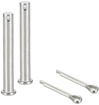 sourcing map Gabelkopfstifte, M12 x 100 mm, 304 Edelstahl, Einloch, Flachkopf, Anhängerkupplung, Verschlusssysteme mit Splinten für Möbelmontage, Anhänger, Rasenmäher, Silber, 2 Stück