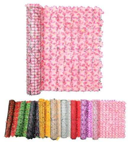 Generisch Künstliche Efeu Hecke Sichtschutz 50cm 100cm 200cm 300cm Efeu Sichtschutz, Sichtschutz Balkon Und Garten, Sichtschutz Zaun Ohne Bohren, Inkl 100 Kabelbinder(Rosa,50x300cm/1.6x6.6ft)