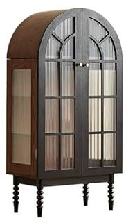 GENHAOSAN Mueble De Cocina Vitrina de Madera Maciza con figuritas Retro, aparador de Comedor y vinoteca Gabinete Tipo Bufé