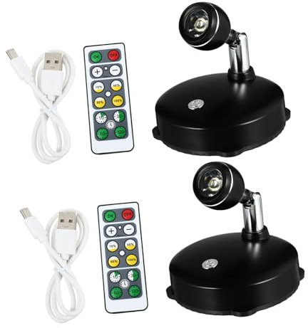Veemoon 2Sets Remote Controlled LED Lights USB Rechargeable Gallery Projector Lamps with Remote for Easy Control for Display Cabinets Showcases Energy Saving Easy