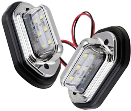 Sosoport 2pcs Led Car License Plate Lights White Waterproof Rear Tag Lamps 12-30v Universal Automotive Trailer Plate Light Replacement