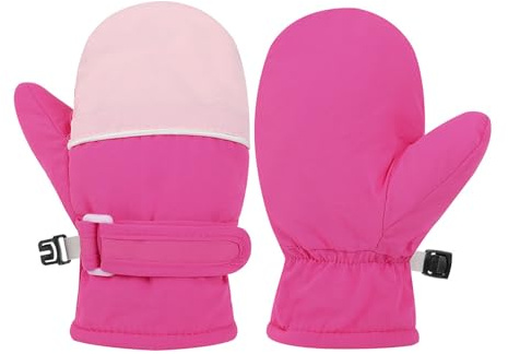 OhMill Unisex Kinder Handschuhe wasserdichte Skihandschuhe Mit Klettverschluss Bicolor Fäustlinge Warme Winterhandschuhe Outdoor Fausthandschuh schneehandschuhe Fäustel Gloves (4-10 Jahre)