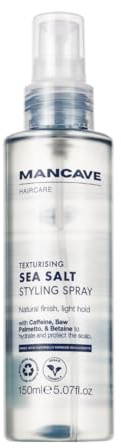ManCave Texturising Sea Salt Spray 150ml for Men, Hair Texturising Spray | Caffeine, saw palmetto, betaine, natural finish, light hold, made in UK, PCR packaging