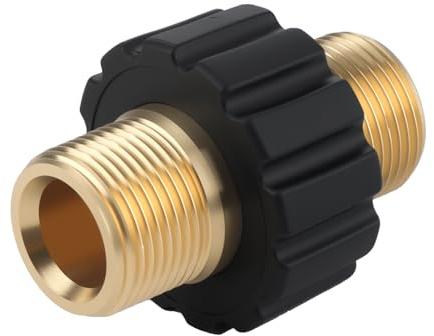 Arvoni Adaptador de conector rápido, M22 x 1,5, rosca métrica para limpiador de alta presión, adaptador de acoplamiento de latón de 14 mm, hasta 350 bar, compatible con la serie K, HD y HDs
