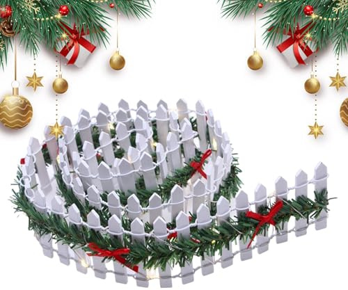 Husoiuy Clôture Miniature En Bois | Clôture Décorative | Accessoires De Jardin Féérique En Bois Avec Éclairage LED - Décoration De Fête Pour Village De Noël 90 Cm