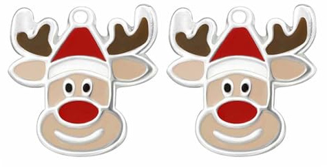 FIVE-D Ohrringe Weihnachten Nikolaus 925 Sterling Silber Kinder Ohrstecker Damen (Rentier-Farbe)