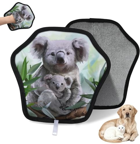 WowPrint Wasserfarben-Koala-Handschuh für Katze, Hund, niedlicher Koala, wiederverwendbar, elektrostatisch, Tierhaar-Handschuhe, Bürstenwerkzeug für Couch, Kleidung, Teppich, Möbel, Autositz, 1 Stück