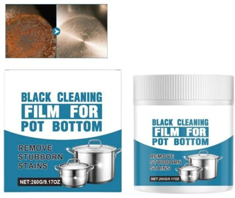 Powerful Burnt Residue Remover Paste for Cookware, Black Cleaning Film for Pot Bottom, Multi-purpose Powerful Cleaners for Kitchen, Fit for Kitchen Pots, Pans, Bakeware,grills,stainless Steel,iron