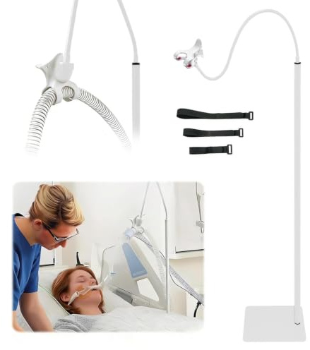 CPAP Schlauchhalter, Tube Hanger Organizer und Stirnband Haken in einem mit Einstellbarer Höhe und Winkel für CPAP-Schlauchunterstützung CPAP-Zubehör (Weiß)