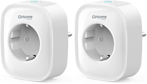 GHome Smart WLAN Steckdose 16A, Alexa Steckdose 1 Pack, Smart Home Plug Funktioniert mit Alexa Google Home, App Fernbedienung, Stromverbrauch Messen Sprachsteuerung Timer, NUR auf 2,4GHz WiFi