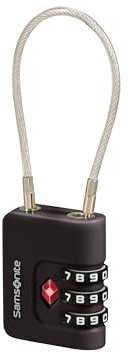 Samsonite TA Revolution - TSA Kabellås med 3-Siffrig Kombination, Säkert Bagagelås för Resväskor & Väskor, Svart