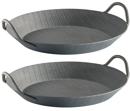 Tornwald-Schmiede Paellapfanne: 2er-Set Kaltgeschmiedete Pfanne, 2 Griffe, Rautenprägung, Ø 24 cm, 2,9 (Steakpfannen Induktion, Steak-Pfannen)