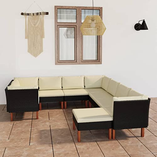 RCODSSK Gartensofa Grau mit Polsterkissen, Poly Rattan Sofa Grau, 3-Sitzer Sofa mit Kissen Garten Poly Rattan, 3-Sitzer Gartensofa mit Kissen