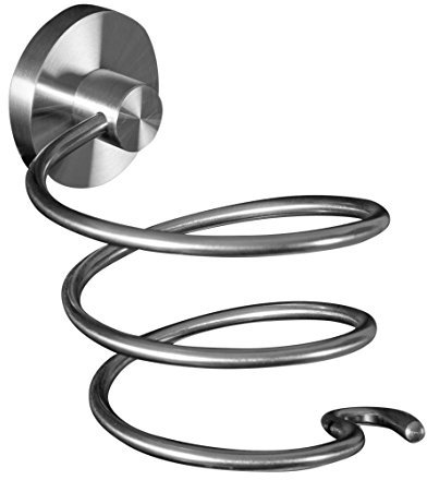 Ambrosya - Haartrocknerhalter zum Bohren - Fönhalter Haartrocknerhalterung Fön Halterung Wandbefestigung Bad (Edelstahl (Gebürstet))