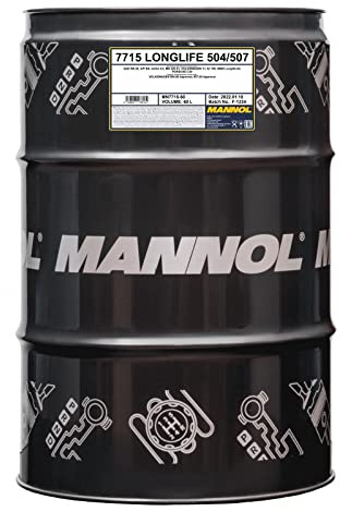MANNOL 7715 Longlife Motoröl 5W-30, VW 504 00/507 00, synthetisch, 60L | Synthetisches Motoröl für Benzin und Diesel, ACEA C3, MB 229.51, BMW Longlife-04, für Pumpe-Düse-Systeme des VW-Konzerns