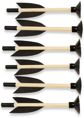 BestSaller 1269 Bolzen Pfeil mit Saugnapf, 14 cm, einzeln für Armbrust 1268, schwarz/Natur (6 Stück)