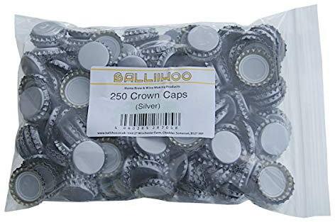 BALLIIHOO Pack of 250 Crown Bottle Caps - Silver