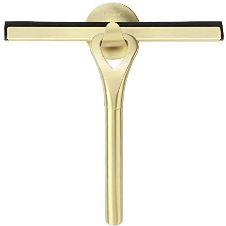 HomDSim Stainless Steel Shower Squeegees All-Purpose Mirror/Window/Glass Wiper Scraper Golden Shower Squeegee