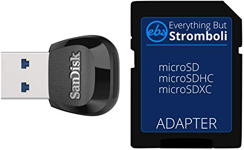 SanDisk MobileMate - Lector de tarjetas de memoria USB 3.0 (SDDR-B531-GN6NN) para tarjeta MicroSD - Paquete con (1) Adaptador Micro a SD Everything But Stromboli