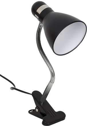 BEL AIR HOME - Lampe de Bureau à Pince en Métal - Orientable et Portable - Douille E27 - Pour Enfants, Ateliers, Chambres - Noir, Blanc, Métal