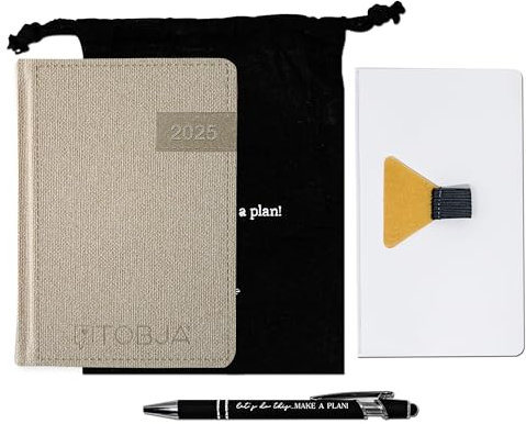 TOBJA Taschenkalender 2026 A6 Denim + Zubehör Set - Terminplaner mit Froschtasche, Stift, Pen-Loop und Beutel | Hardcover Kalender 2026 A6 (Denim inkl. Zubehör)