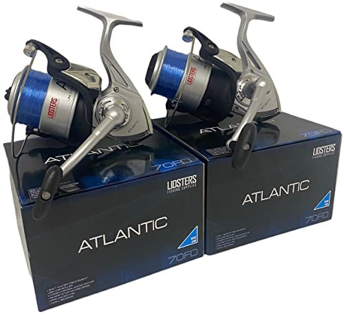 Lot de 2 grands moulinets bleu Atlantique 7000 FD pour pêche en mer, plage, jetée, ligne bleue 70