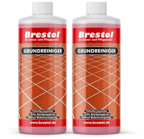 BRESTOL® GRUNDRENGÖRER 2 x 1 000 ml koncentrat för alla vattentäta golv som laminat, kakel, kakel, natursten, betong, parkett, PVC, linoleum – löser upp tätningar och rengör noggrant
