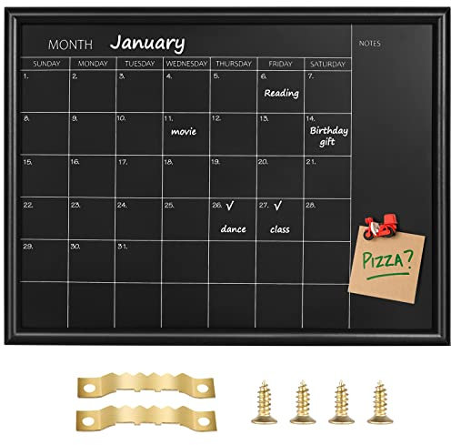 Okydody Magnetische Kalende Kreidetafel, 30 x 40 cm, Schwarz Holzrahmen Tafel, verwendet für Planung/Schulpläne/Memos, hängende Tafel für Büro, Schule und zu Hause (YLHB-BK-3040) DE