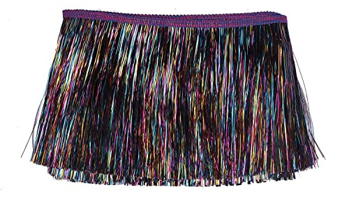 YYCRAFT 25,4 cm breite Fransenbordüre Girlande Tanzkostüm Fransenborte – Glänzender Folieneffekt Party-Dekoration (Regenbogen-Schwarz, 4,5 m)