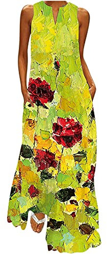 tsaChick Damen Tailliertes Tanktop-Maxikleid