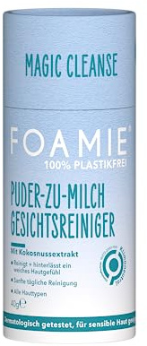 Foamie Gesichtsreinigungspuder Magic Cleanse, Vegane Gesichtspflege mit Kokosnussextrakt, Gesichtsreinigung für Make Up und Skincare, Powder zu Reinigungsmilch, Reise Gadget Bad