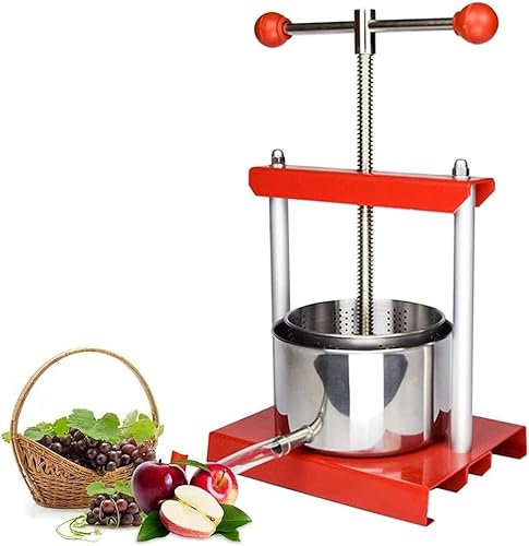 HACSYP Pressoir a Fruit Presse-Fruits, Presse-vin Manuel à Double Barillet, Presse-Fruits Domestique en Acier Inoxydable, for cidre, Fabrication de jus, vinification, Miel (Size : 6L)