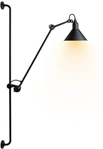 MOLOURK E27 Wandlampe mit Schalter und Kabel Stecker Vintage Verstellbare Flexible Langer Arm Leselampe Industrielampe Schwenkbar Teleskop Wandleuchte Wohnzimmer Schlafzimmer Nachttischlampe