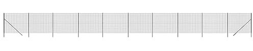 vidaXL Wire Mesh Fence, Garden Fence with Post, Wire Fencing Mesh for Chicken Rabbit Fox Badger, Wire Mesh Roll, Anthracite 1.8x25 m Galvanised Steel