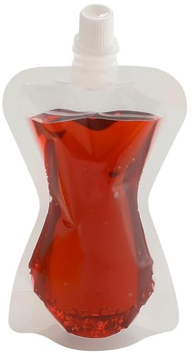 QQ Studio Reusable Squeeze Bottle Pouch White Screw Cap Spout Plastic Flask Stand Up Travel Pouch with Convenience Hand Gripping Shape Bags, 3.4oz (Clear, 50)