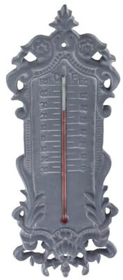 Grand thermomètre extérieur décoratif vintage fonte grise 37cm