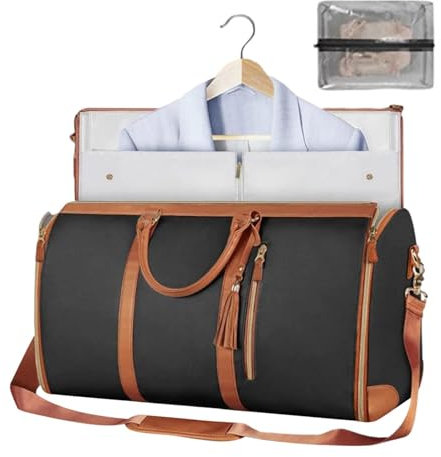 Kleider-Seesack, umwandelbare Handgepäck-Kleidertasche, atmungsaktive Anzug-Tragetasche, wasserdichte Reisetasche mit Schuhbeutel, 2-in-1-Anzugtasche zum Aufhängen, Flugtasche, Wochenendtasche