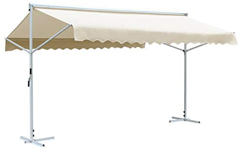Cosisti Store Banne Double Pente 5 x 3 m Autoportant pour Patio et Arrière-Cour Crème