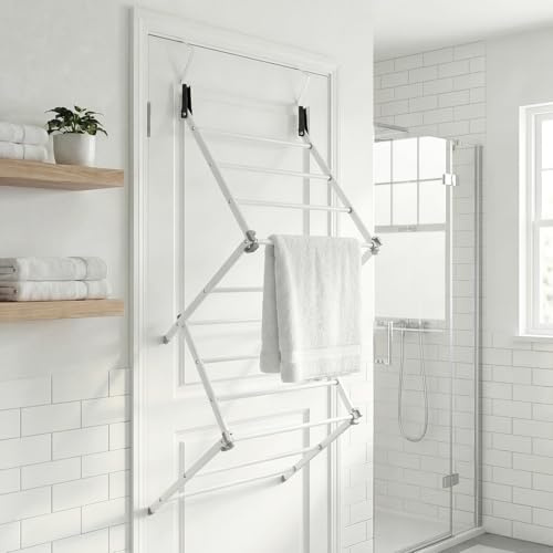 OHS Over Door Airer, Hanging Compact Clothes Airer for Laundry Towels Foldable Sturdy Clothes Drying Rack Small Spaces Indoor 5m Drying Space, 125 x 50 x 28cm