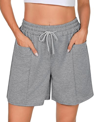 Demegimi Verano Pantalones Cortos de Running para Mujer Pantalones con 2 Bolsillos,Cortos Mujer para Yoga Correr Fitness Ciclista S