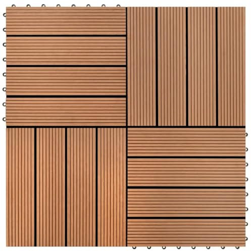 Homgoday WPC-Fliesen, 30 x 30 cm, 11 Stück, 1 m², braune Bodenbeläge und Teppich-Hardware
