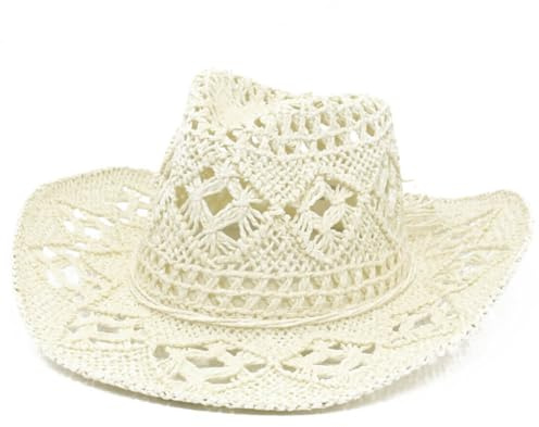 Wide Brim Strohhut Herren mit breiter Krempe Sommer Cowboy Cowgirl Strohhut Shapeable Hollow Out Woven Roll Up Strand Sonnenhut