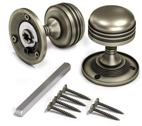 Bwintech 1 Set Ringed Mortice Door Knobs,Bronzed Finishing Pull Door Handle Knobs for Interal Doors