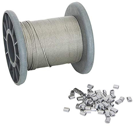 Edelstahlseile, 304 Edelstahl Draht Seil Weicher Angeln Heben Kabel Durchmesser Hülse Aluminium(1.0mm*50m)